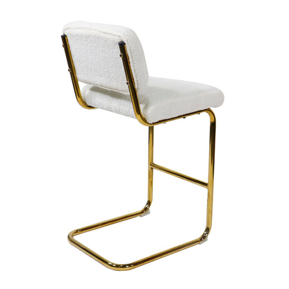 Golden Boucle Elegance: Set of 2 Mid-Century Modern Ivory Counter Height Bar Stools