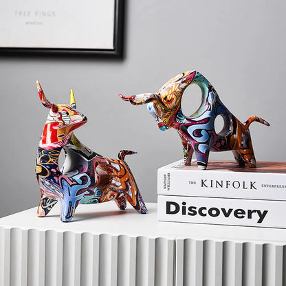 Modern Art Graffiti Cow Figurines