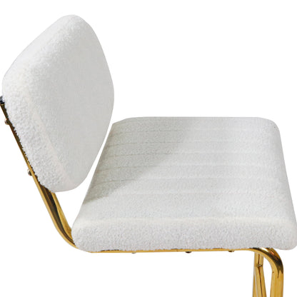 Golden Boucle Elegance: Set of 2 Mid-Century Modern Ivory Counter Height Bar Stools