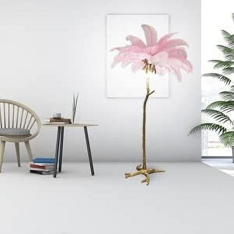 Pink Feather Floor Lamp Modern Luxury Resin LED Ostrich Feather Lamp Living Room Bedroom Corner Decoration Floor Lamp