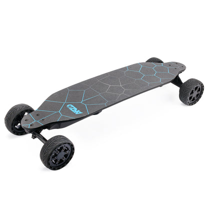 All terrain dual 1000*2 hub motor electric skateboard with 32mph max speed,25miles range,9600mah battery.