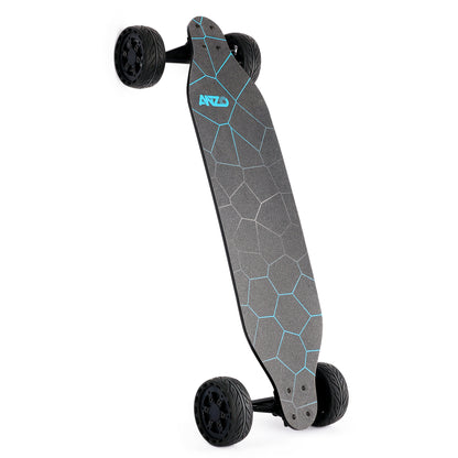 All terrain dual 1000*2 hub motor electric skateboard with 32mph max speed,25miles range,9600mah battery.