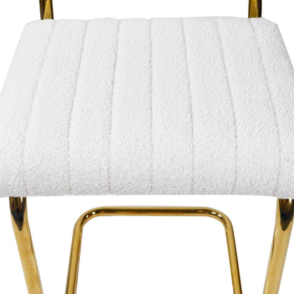 Golden Boucle Elegance: Set of 2 Mid-Century Modern Ivory Counter Height Bar Stools