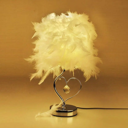 Pendant Feather Lamp Romantic Dreamlike Feather Table Light Bedroom Living Room Parlor Table Lamp E26/E27 EU/US PLUG