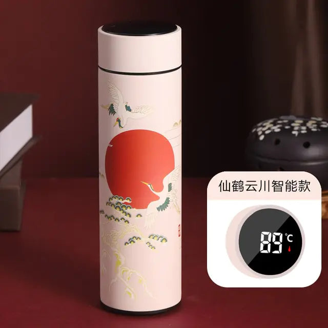 Chinese Style Smart Thermo Flask with Temperature Display - 500ML Vacuum Insulated Mug