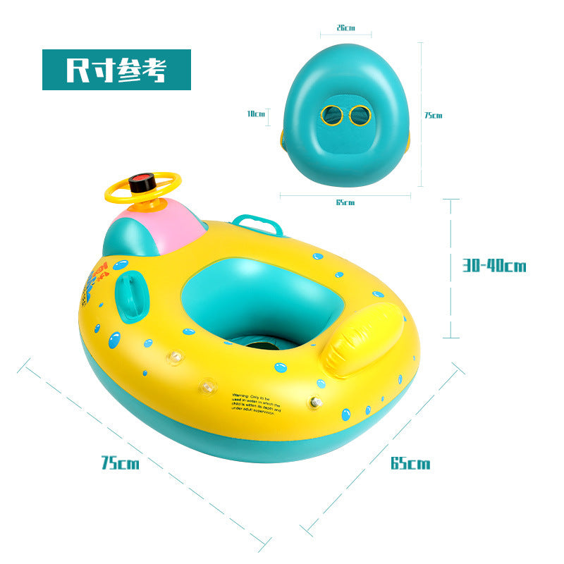 Baby Sunshade Swimming Ring With Steering Wheel Baby Seat Boat Horn Boat Home Children&#039;s Swimming Ring Swimming Pool Toy