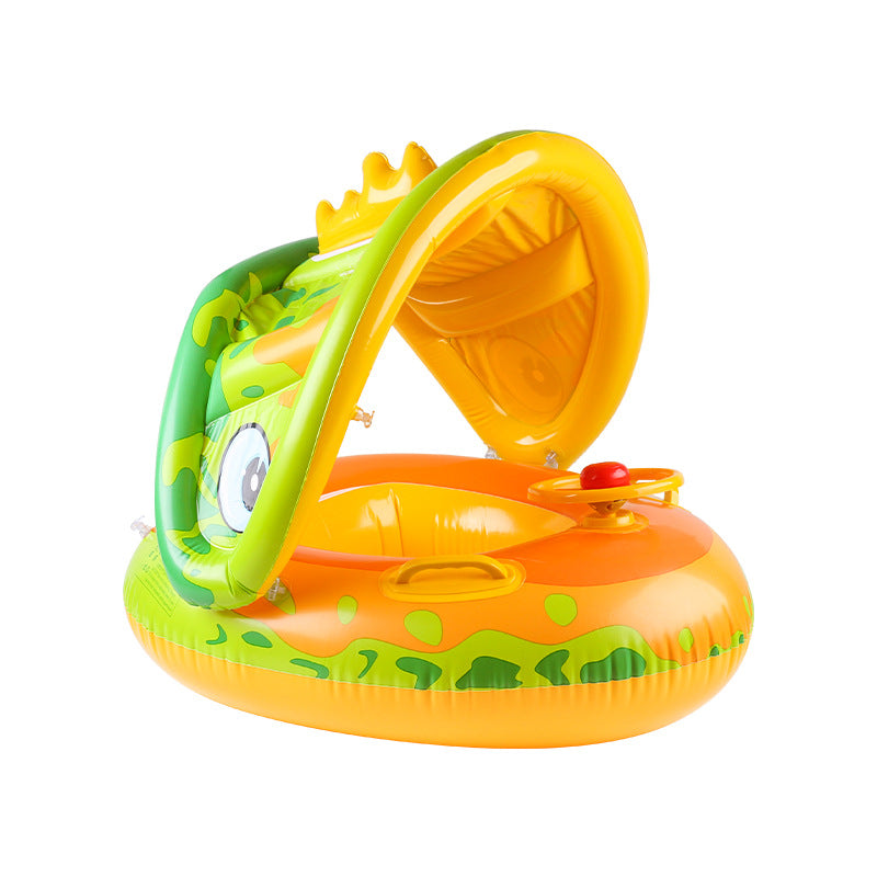 Baby Sunshade Swimming Ring With Steering Wheel Baby Seat Boat Horn Boat Home Children&#039;s Swimming Ring Swimming Pool Toy