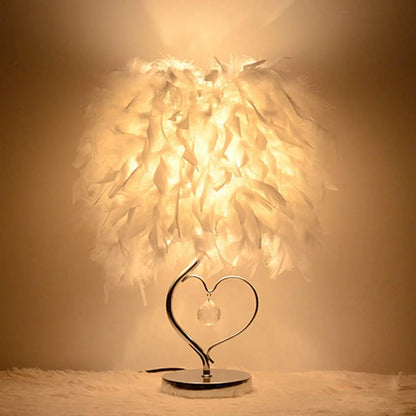 Pendant Feather Lamp Romantic Dreamlike Feather Table Light Bedroom Living Room Parlor Table Lamp E26/E27 EU/US PLUG