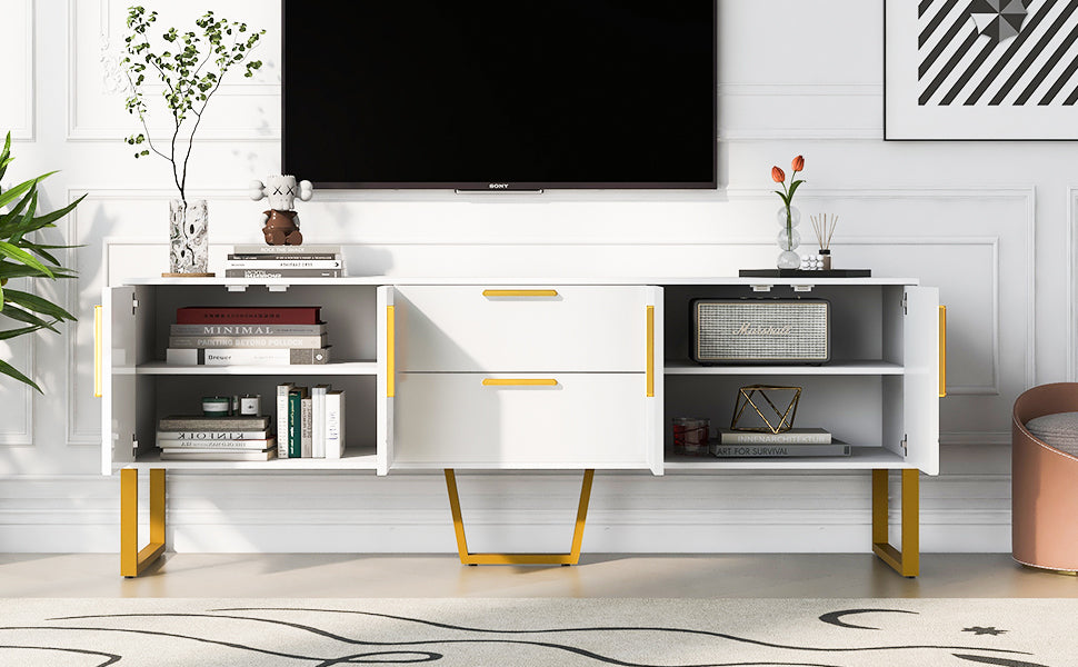 EleganceMax TV Console: Luxe Storage Hub for Modern Living Rooms