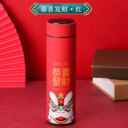 Chinese Style Smart Thermo Flask with Temperature Display - 500ML Vacuum Insulated Mug