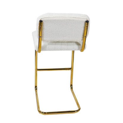 Golden Boucle Elegance: Set of 2 Mid-Century Modern Ivory Counter Height Bar Stools