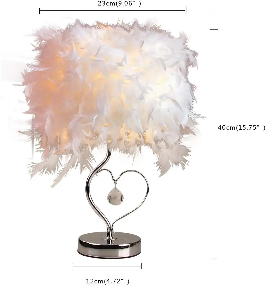 Pendant Feather Lamp Romantic Dreamlike Feather Table Light Bedroom Living Room Parlor Table Lamp E26/E27 EU/US PLUG