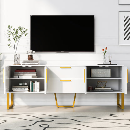 EleganceMax TV Console: Luxe Storage Hub for Modern Living Rooms