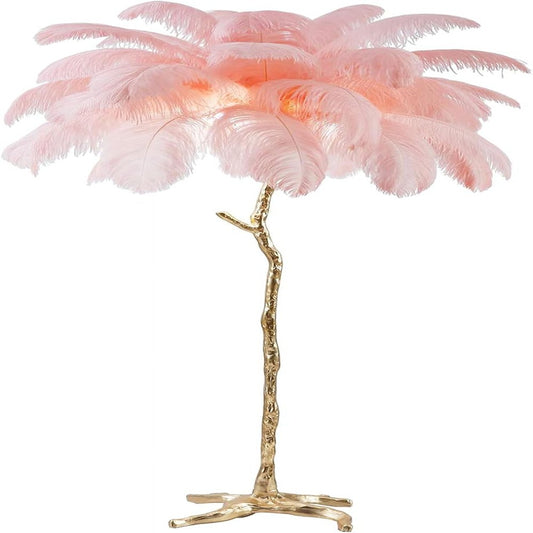 Pink Feather Floor Lamp Modern Luxury Resin LED Ostrich Feather Lamp Living Room Bedroom Corner Decoration Floor Lamp