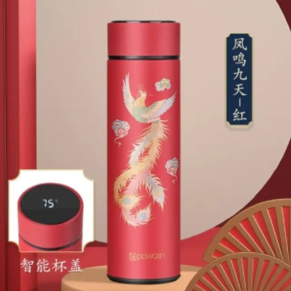 Chinese Style Smart Thermo Flask with Temperature Display - 500ML Vacuum Insulated Mug