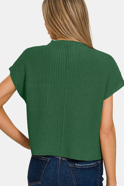 Zenana Mock Neck Short Sleeve Cropped Sweater - Fit & Fab Essentials