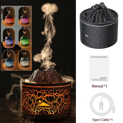 Jellyfish Volcano: 7-Color Flame Aroma Diffuser & Cool Mist Humidifier - Fit & Fab Essentials