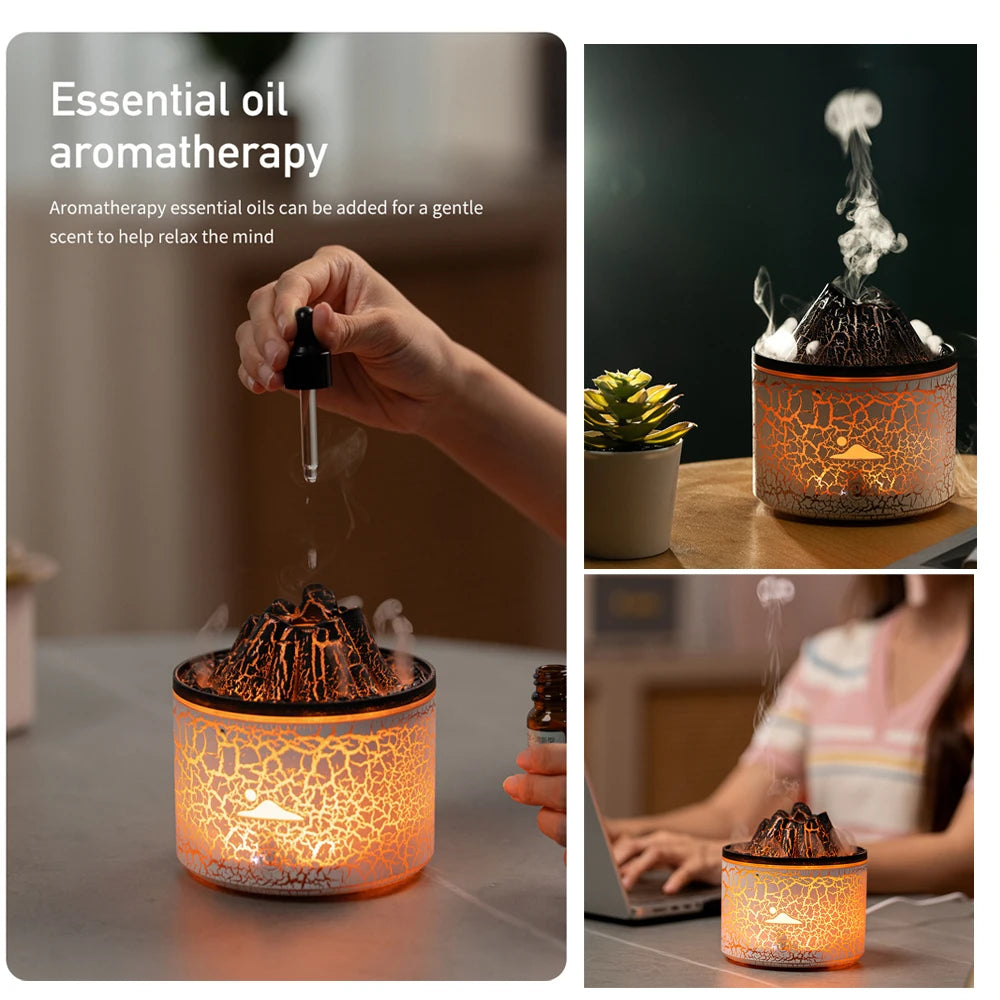 Jellyfish Volcano: 7-Color Flame Aroma Diffuser & Cool Mist Humidifier - Fit & Fab Essentials