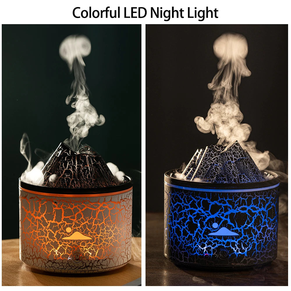 Jellyfish Volcano: 7-Color Flame Aroma Diffuser & Cool Mist Humidifier - Fit & Fab Essentials