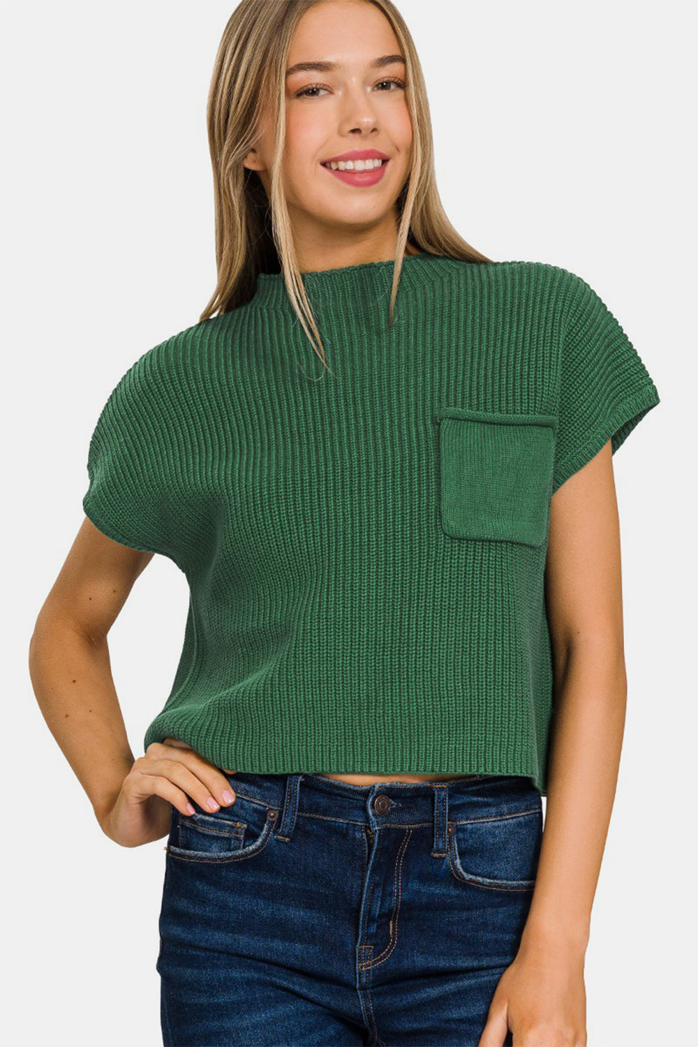 Zenana Mock Neck Short Sleeve Cropped Sweater - Fit & Fab Essentials