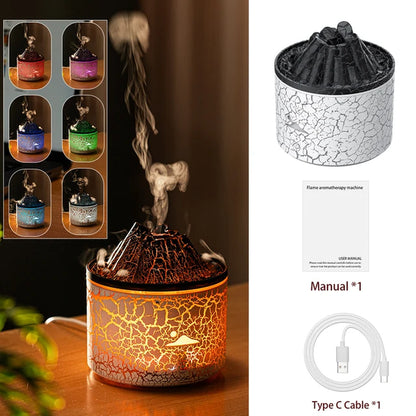 Jellyfish Volcano: 7-Color Flame Aroma Diffuser & Cool Mist Humidifier - Fit & Fab Essentials