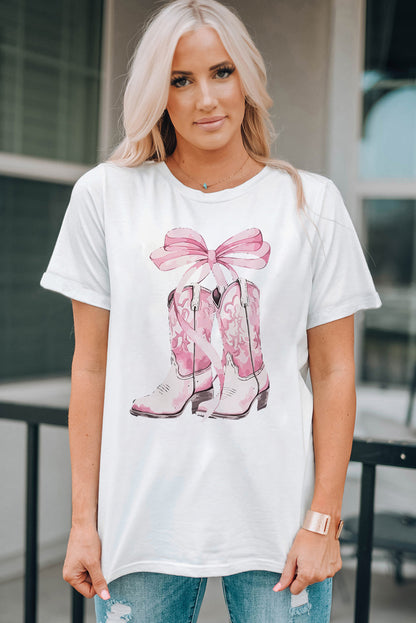 Boot Graphic Round Neck Short Sleeve T-Shirt - Fit & Fab Essentials