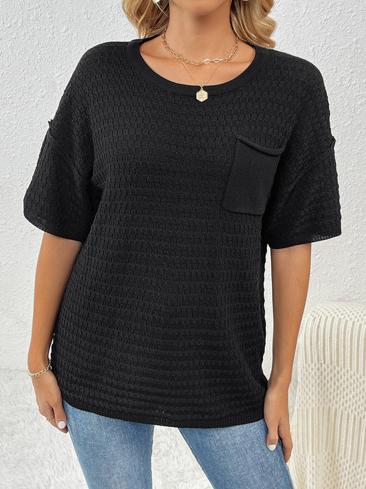 Round Neck Half Sleeve Knit Top - Fit & Fab Essentials