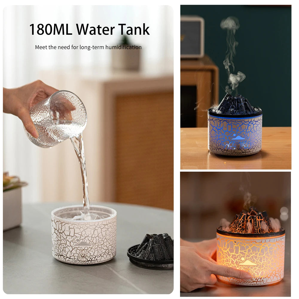 Jellyfish Volcano: 7-Color Flame Aroma Diffuser & Cool Mist Humidifier - Fit & Fab Essentials