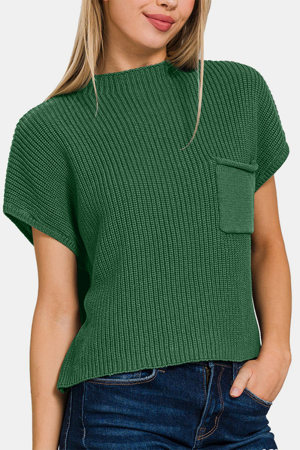 Zenana Mock Neck Short Sleeve Cropped Sweater - Fit & Fab Essentials